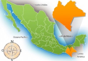 Mapa de México y localización de Chiapas.